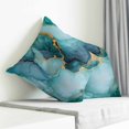 thumbnail image 4 of Throw Pillow Covers 24x24 Inch, Teal Marble Decorative Pillow Cases for Couch Sofa Bed, Modern Abstract Art Luxury Yellow Cotton Linen Square Home Decor Pillowcases with Hidden Zipper, 4 of 7