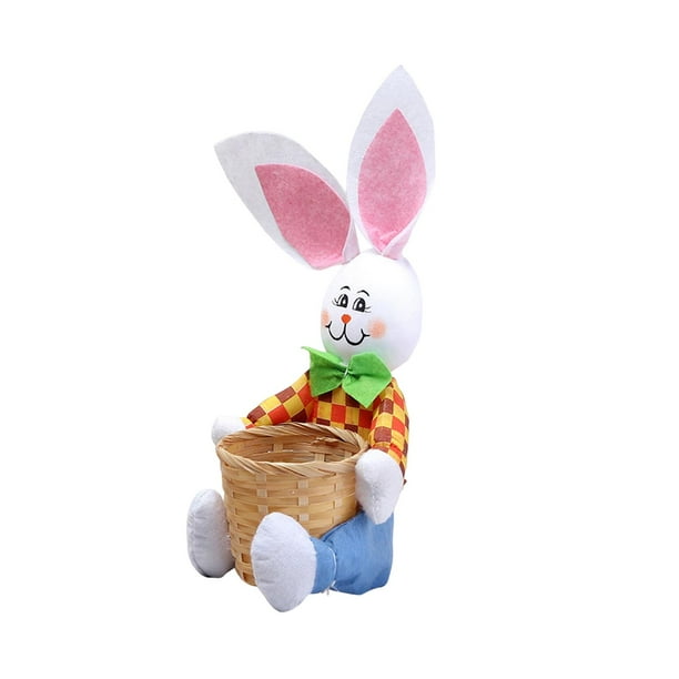 Lindo Conejo de Pascua Canasta Huevos de Canasta DIY Artesanías rústicas Dormitorio Primavera Pantalones azules Zulema Canasta de Pascua