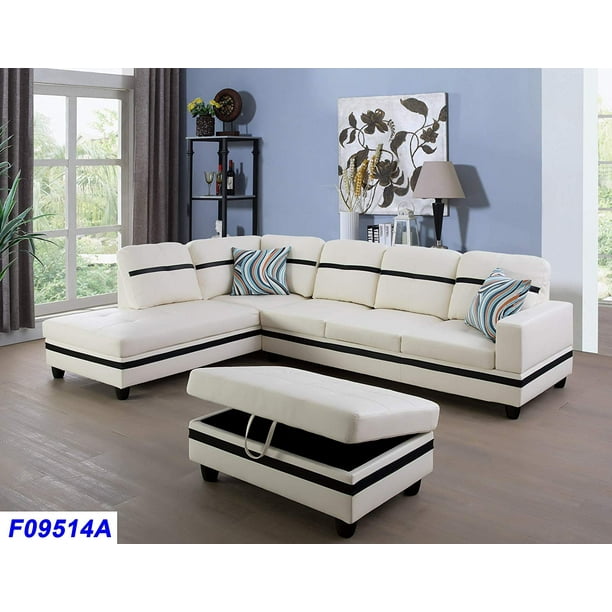Golden Coast Furniture Sectional Sofa Set Cream White Black Stripe Left Hand Facing Chaise Com - Cream Sectional Sofa With Chaise Golden Coast Furniture Sectional Sofa Set Cream White Black Stripe Left Hand Facing Chaise Com - Cream Sectional Sofa With Chaise