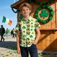 thumbnail image 4 of Favoffer Big Kid Boys Girls Button-Up Shirt Spring Summer St. Patrick's Day Print Pocket Breathable Collared School Uniform Top for School Daily Home Holiday Sizes 2-15Y, 4 of 7