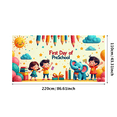 thumbnail image 3 of Colorful and Cheerful First Day Preschool Themed Backdrop Banner with Cartoon Elephant Kids and School Elements Party Decorations for Photography Props Classroom Celebrations Family Gatherings, 3 of 8