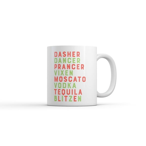 Moscato Vodka Tequila Reindeer Mug Funny Sarcastic Christmas Graphic Novelty Drinking Coffee Cup