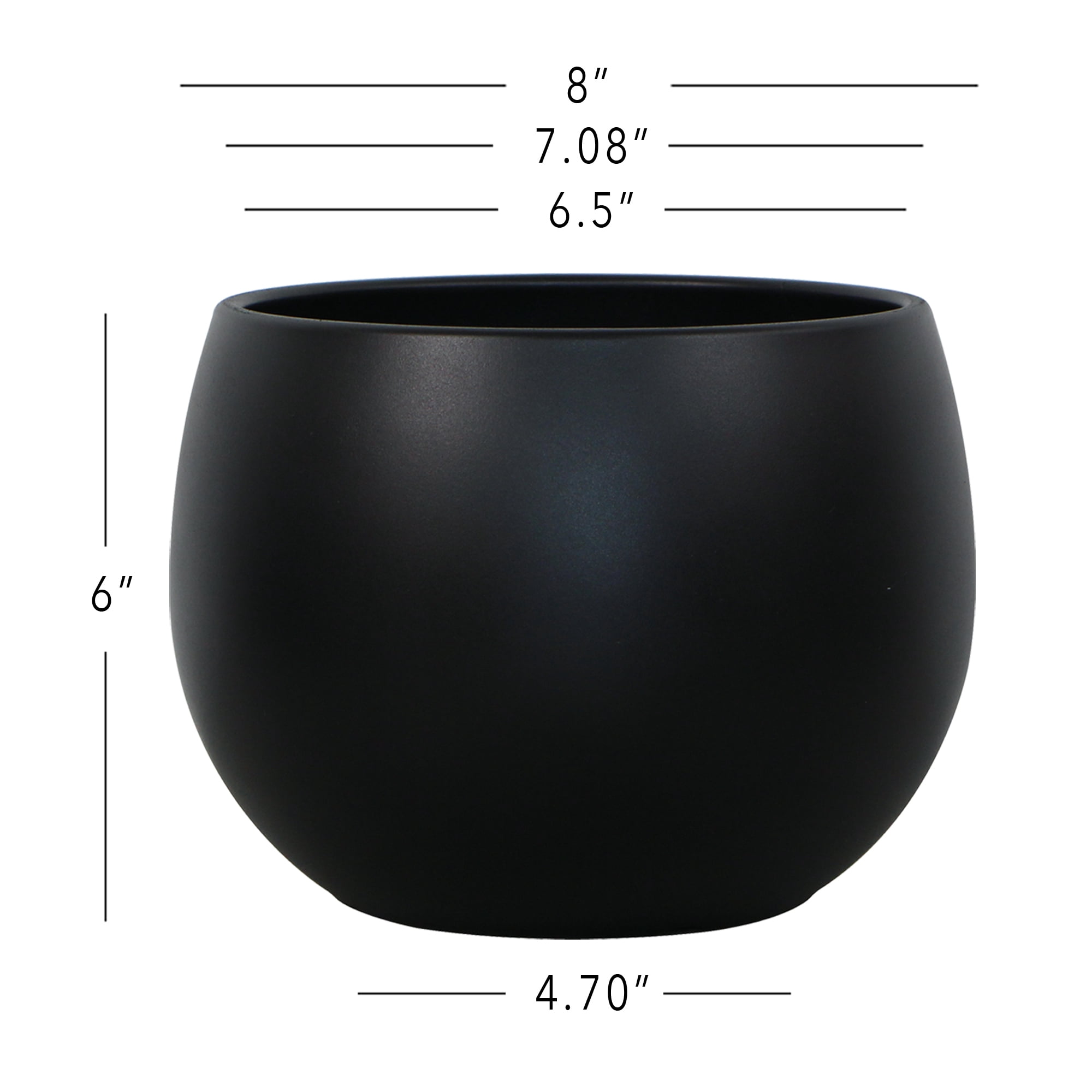 Mainstays Jordan 8" x 8" x 6" Medium Round Rich Black Resin Planter