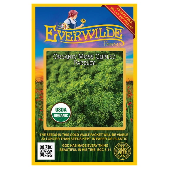 Everwilde Farms - 500 Organic Moss Curled Parsley Seeds - Gold Vault Jumbo Bulk Seed Packet