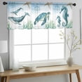 thumbnail image 2 of Coastal Valance Curtains for Kitchen/Living Room/Bathroom/Bedroom Window,Rod Pocket Small Topper Half Short Window Curtains Sheer Scarf,Ocean Turtle Seahorse Octopus Whale Beach Starfish 42"x12", 2 of 8