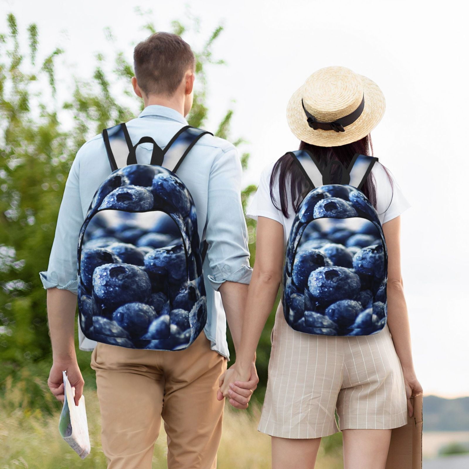 Defioc Blueberry for Canvas Backpack,Travel Rucksack Unisex Knapsack Laptop Backpack for Work & College -Small