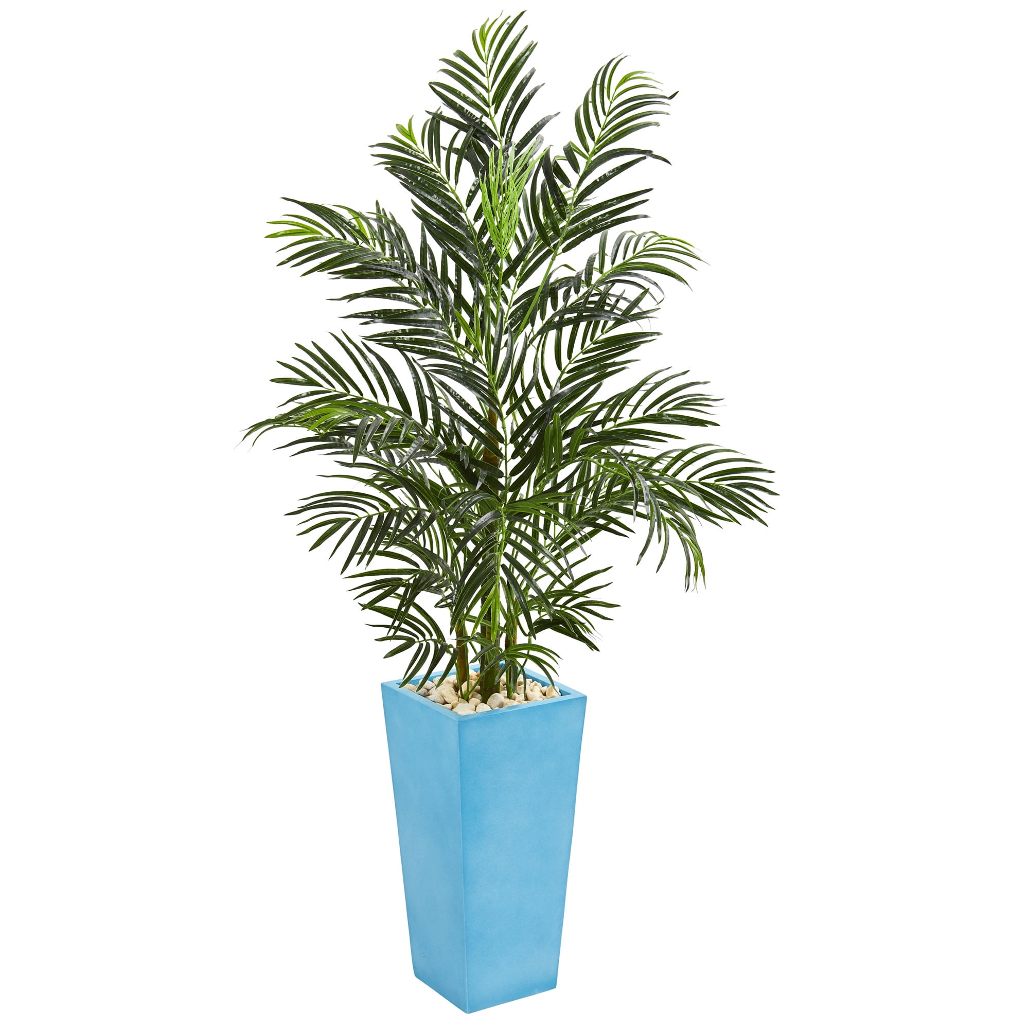palm artificial outdoor indoor tree areca nearly natural plants 5ft uv turquoise planter resistant walmart