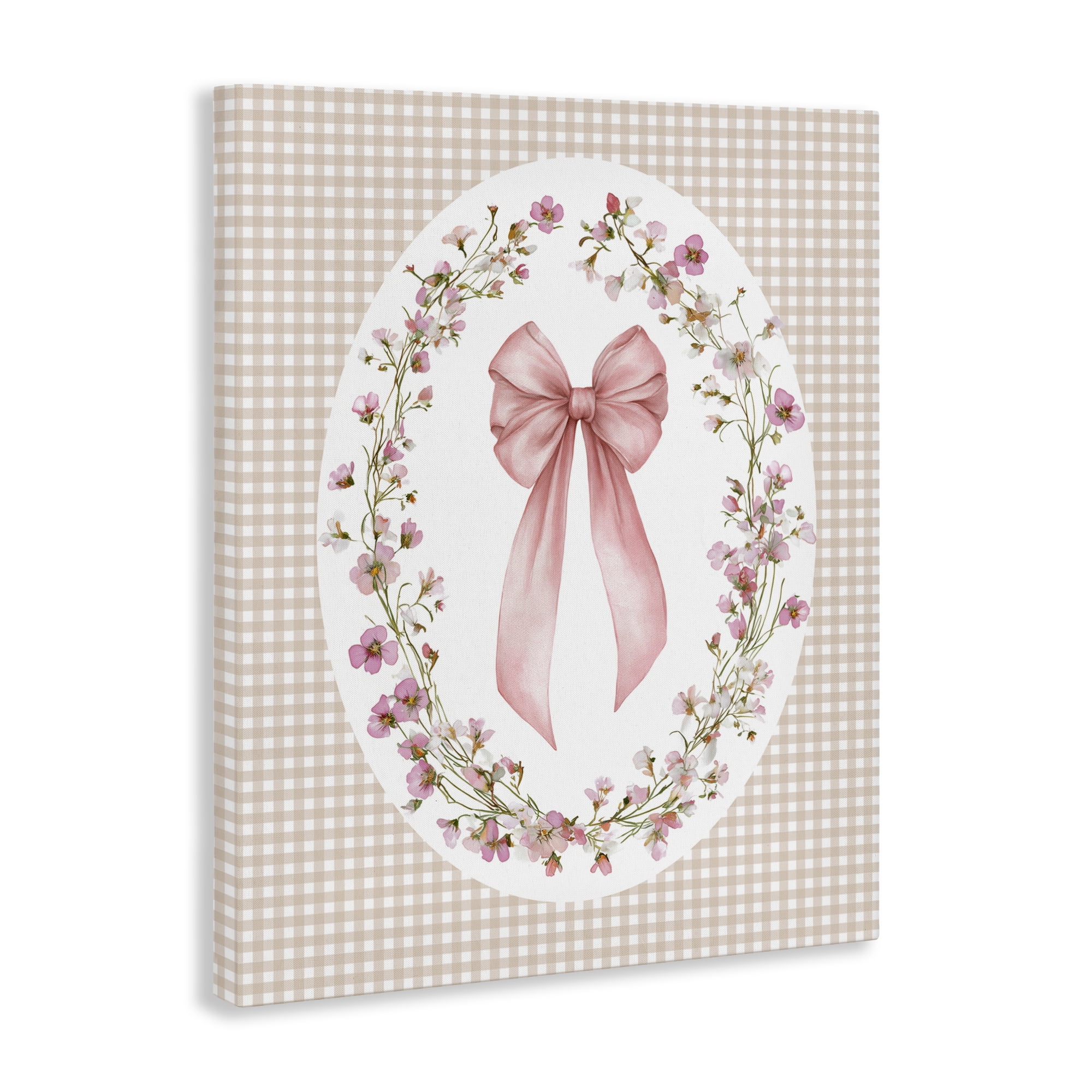 Stupell Industries Feminine Gingham Bow Canvas Wall Art, design by Christine Simpson Art