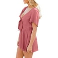 thumbnail image 2 of Casual V Neck Womens Summer Short Rompers Tie Front Wide Leg Jumpsuit, 2 of 5