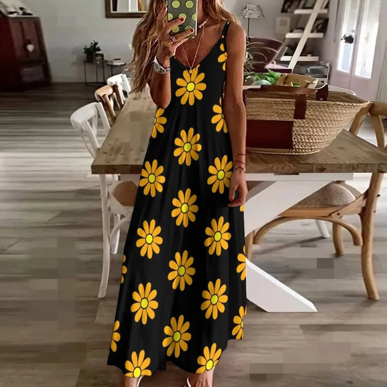 Happy Orange Daisy Flower Power 60's 70s Retro Vintage Hippie Gardening Sleeveless Dress loose summer dress Prom gown - Walmart.com Happy Orange Daisy Flower Power 60's 70s Retro Vintage Hippie Gardening Sleeveless Dress loose summer dress Prom gown - Walmart.com