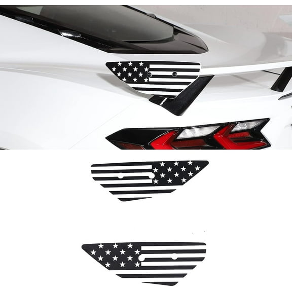 TINKI Rear Wing Side American Flag Decals Compatible with Chevrolet Corvette C8 2020-2023, Spoiler Side Panel Sticker, American Flag Rear Wing Decal Sticker