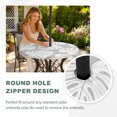 thumbnail image 4 of Round Outdoor Tablecloth with Umbrella Hole and Zipper, Monstera Leaves Tablecloth with Elastic Waterproof, Modern Minimalist Botanical Tropical Gray Patio Table Covers for 36" - 44" Pool Tables, 4 of 9
