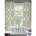 thumbnail image 3 of Sage Green Abstract Semi Sheer Curtains 63 Inch Length 2 Panels Set, Modern White Geometric Twisted Art Sheer Kitchen Curtain Privacy Voile Window Curtain for Living Room Bedroom Rod Pocket Drapes, 3 of 7