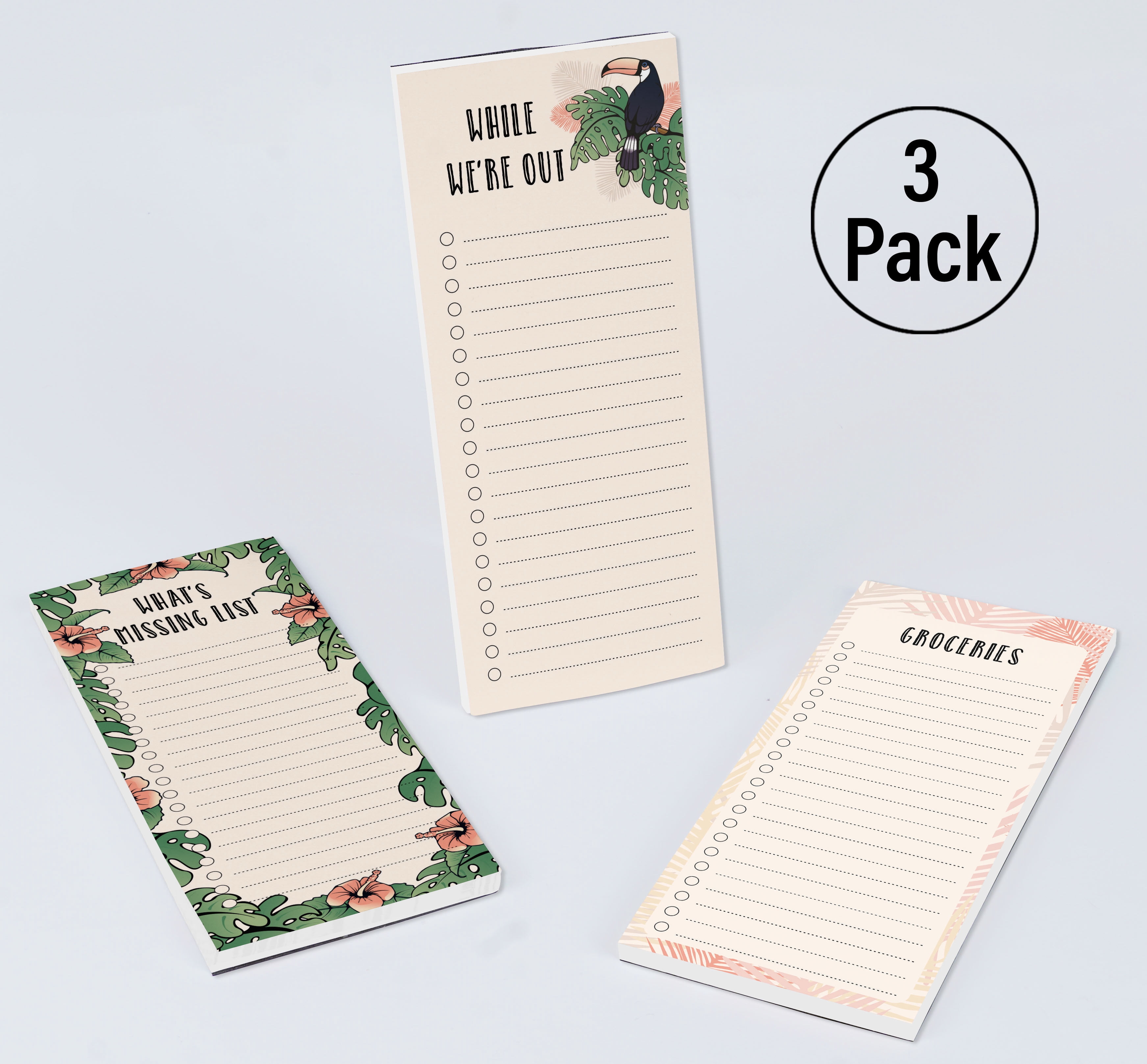 Inkdotpot Pack of 3 Magnetic Fridge To-Do List Notepads- Magnetic Memo Pads For Refrigerator-(50 Sheets Each)-6Q