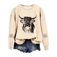 thumbnail image 4 of Goindgs Women's Fashion Hoodies Sweatshirts Western Cow Print Long Sleeve Fall Winter Warm Hoodies Relaxed Slouchy Womens Sweatshirt A-Beige XXL, 4 of 4