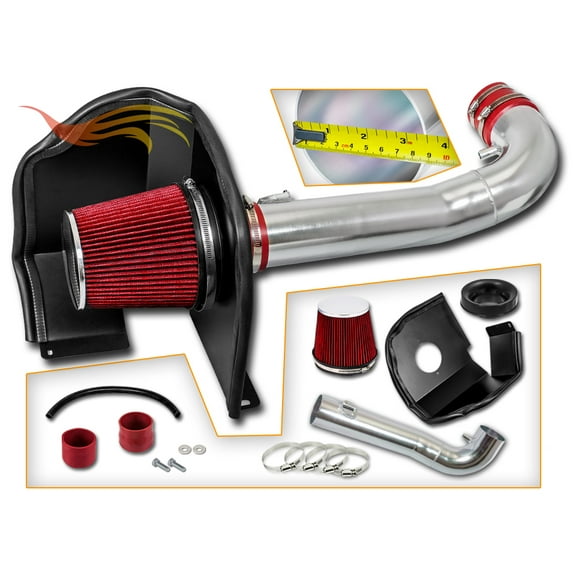 Cold Air Intake System with Heat Shield Kit   Filter Combo RED Compatible For 14-17 Chevy Silverado 1500 / GMC Sierra 1500 4.3L V6