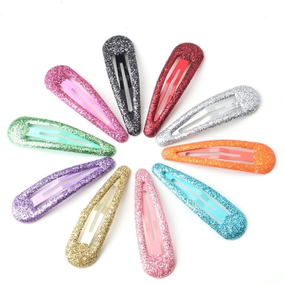 Hzzsbu Fashion Hair Clips 10pcs Snap Glitter Hairpins Women Hair Barrette Metal Claw Clip Hair Accessories
