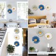 thumbnail image 3 of 3pcs Metal Blue Floral Wall Art 11.8" Gold Wall Decor White and Gold Wall Sculptures Modern Accent Hanging Home Decorations, 3 of 7