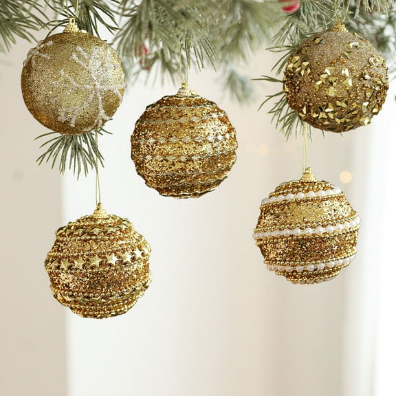 Viflosae Xl Christmas Ornaments Balls Golden Foam Christmas Ball Opposite Sexs Pendant Glitter Stickys Powder Christmas Tree Hanging Ball Decoration Ornaments Arrangement