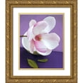 thumbnail image 1 of Beyler, Catherine 26x31 Gold Ornate Wood Framed with Double Matting Museum Art Print Titled - Composition Zen - Fleur de Magnolia sur coupe verte, 1 of 4