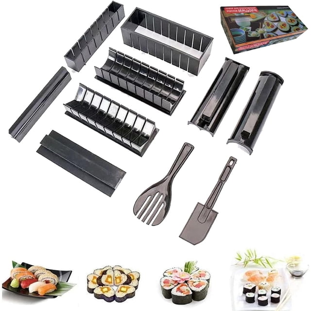 Kit para hacer sushi de 10 piezas, juego de herramientas de plástico premium para sushi, formas de molde para rollo de arroz de sushi, herramienta de sushi DIY para principiantes en el hogar