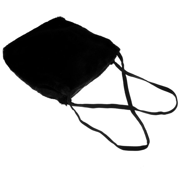 Milisten Black Fuzzy Shoulder Bag for Women, Stylish Autumn Winter Handbag for Ladies, Perfect for Dating and Daily Use