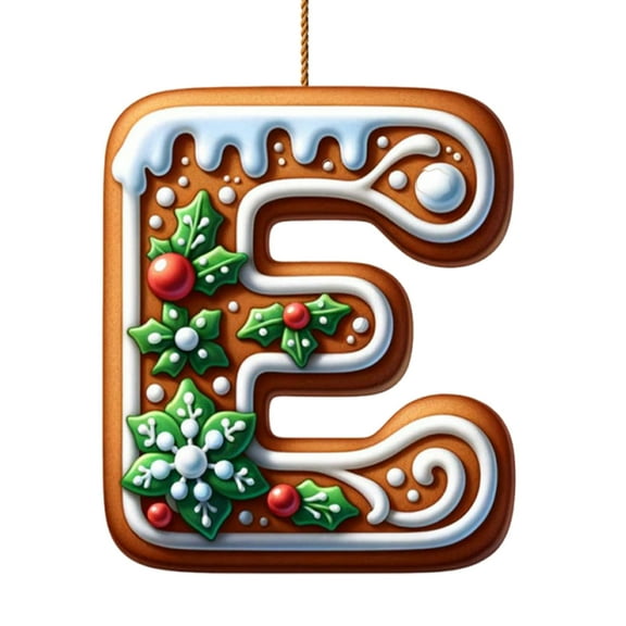 Zmeidao 26 Alphabet Ornaments for Christmas Tree, Initial Candy Cane Letter Pendant with Berries Pattern, Monogram Hanging Decorations for Party Gifts DIY Decor