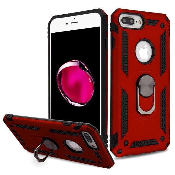 Hybrid TPU+PC Car Holder Stand Magnetic Suction Bracket Finger Ring Shockproof Case Cover for Apple iPhone 6/6S Plus Red Ldea iPhone 6/6S Plus Case 