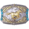 thumbnail image 1 of HAHDAXIA Western Rodeo Cowboy Running Horse Belt Buckle Turquoise Belt Buckle for Men Women, 1 of 4