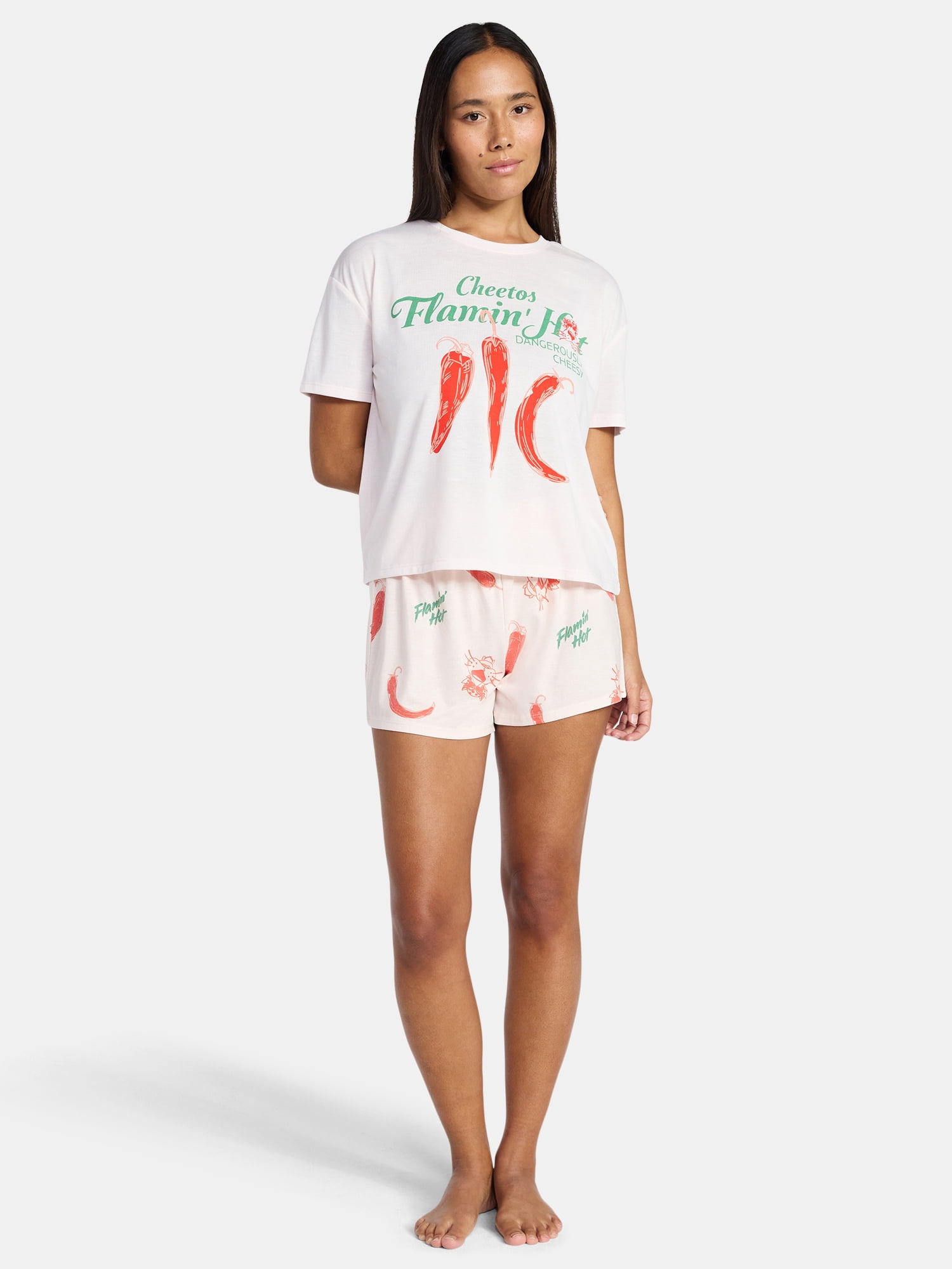 Flaming Hot Cheetos Women's and Women's Plus Sleep Tee and Shorts Pajama Set from Grayson Social, 2-Piece, Sizes XS-3X