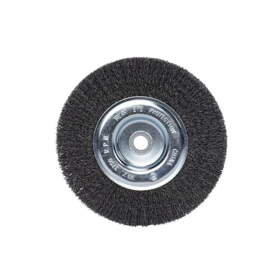 Century Drill & Tool 76861 6" Coarse Crimped Bench Grinder Wire Wheel, 1/2"-5/8" Universal Arbor, 3,750 RPM – Ideal for Cleaning