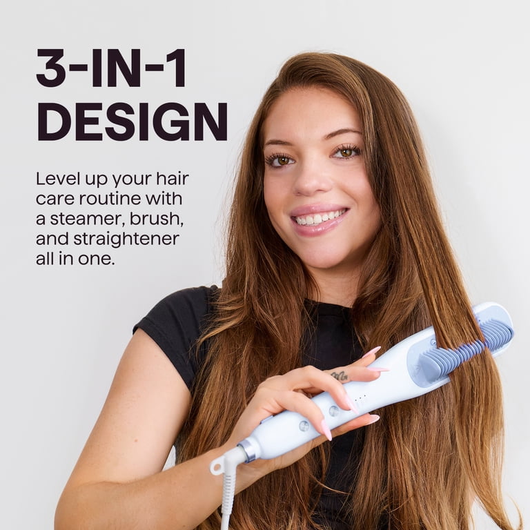 Wavytalk, 3 in 1 Steam Hair Straightener Brush, Model NRK150, Blue