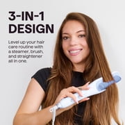 Wavytalk Pro Steam Hair Straightener Brush, 3 in 1 Straightening Brush, Steam Reduces Damage, Blue