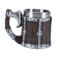thumbnail image 1 of Vaso de cerveza de barril de madera Regalos para hombres Vaso rústico para bebidas 450 ml Vaso vikingo grande para Plata, 1 of 9