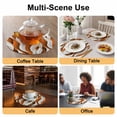 thumbnail image 2 of Burnt Orange White Moire Round 13 Inch Placemats Set of 2, Modern Abstract Art HeatResistant Non Slip Place Mats for Dining Table, Wipeable Braided Kitchen Table Mats for Housewarming, 2 of 9