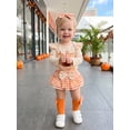 thumbnail image 5 of Cjfdfy Newborn Baby Girl Halloween Outfit Cutest Pumpkin Long Sleeve Romper Plaid Tutu Skort Headband Stockings 4Pcs Set Infant Cute My First Halloween Fall Winter Clothes 0-18M, 5 of 9