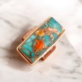 thumbnail image 3 of Turquoise Oyster Copper Ring, 925 Sterling Silver Ring, Gemstone Ring, Rectangular Bar Ring, Handmade Ring, Unisex Ring, Band Ring, Gift Her, 3 of 4