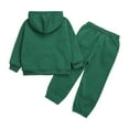 thumbnail image 6 of Vxuxlje Kids 2 Piece Sport Tracksuit Boys Girls Long Sleeve Drawstring Hoodie Sweatshirt with Jogger Dark Green 130, 6 of 9