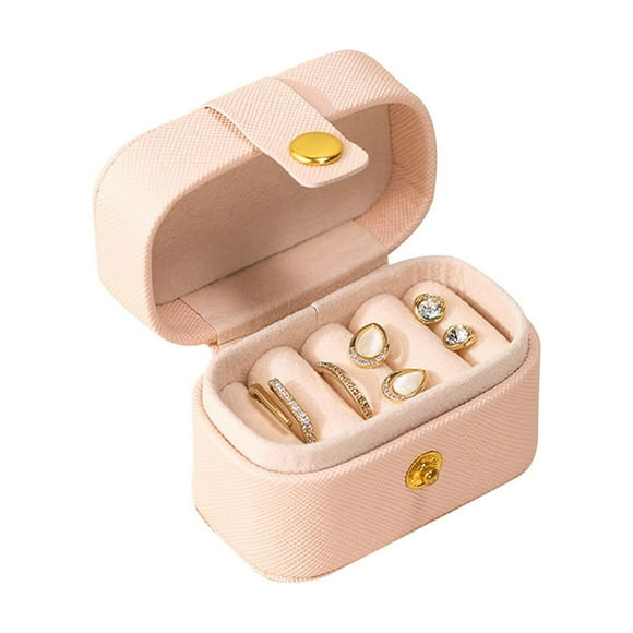 Mini organizador de anillos y joyas portátil de cuero para guardar pendientes y anillos