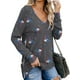 thumbnail image 2 of Mujer Tops Manga larga Cuello en V Ropa de niña Cremallera lateral Dividir Suéter femenino informal suelto, Gris, L Advancent AP003996-03, 2 of 6