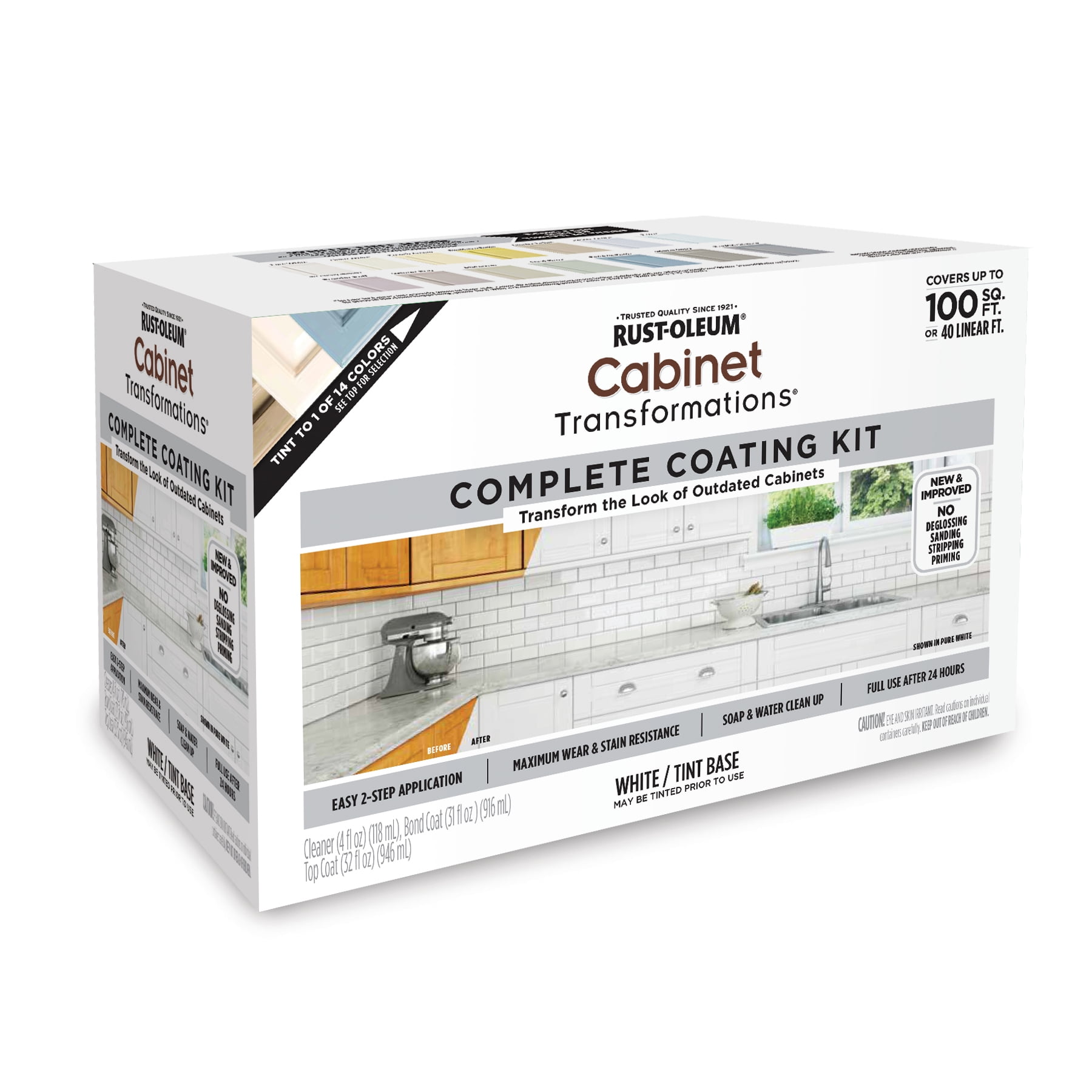 2 Pack, White Tint Base, Rust-Oleum Cabinet Transformations Satin Complete Coating Kit