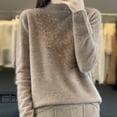 thumbnail image 2 of GBSYEWXS Sweaters For Women Comfortable Casual Pullover Long Sleeve High Neck Solid Color Khaki Sweater, 2 of 5