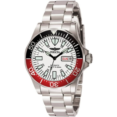 Invicta Mens 'Signature' 7044 Stainless Steel Black Red Link Bracelet Watch