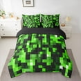 thumbnail image 2 of Manfei Pixel Grid Miners 7-Piece Twin Bedding Sets,Geometric Check Bedding Comforter Set,Green Patchwork Pixel Buffalo Sheet Sets For Girls Boys,Breathable Home Decor Reversible, 2 of 8