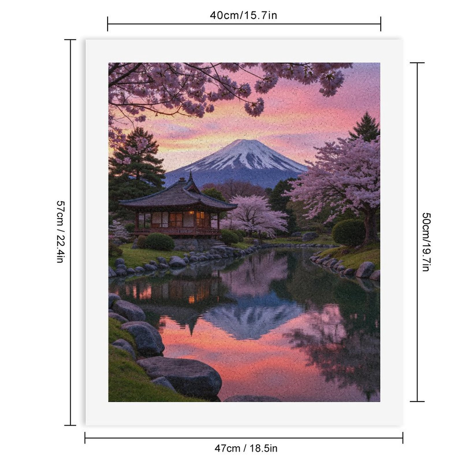 Paint by Numbers Kit for Adults, Japanese Garden Cherry Blossoms Sunset Paint by Numbers, Easy Paint by Numbers Kit for Adults Beginner, DIY Adult Paint by Number Kits on Canvas, Home Decor