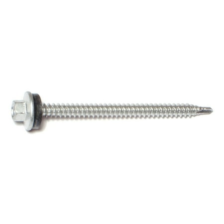 

#10-14 x 2-1/2 Silver Ruspert Coated Steel Hex Washer Head Pole Barn Self-Drilling Screws SDSHWS-161