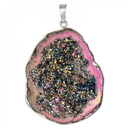 

Top Natural Crystal Stone Electroplated Agate Stone Lucky Crystal Stone Pendant Unique Design Best Gift