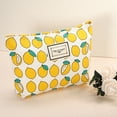 thumbnail image 2 of Bolsa de maquillaje de lona, bolsa de maquillaje de gran capacidad, bolsa de cosméticos, bolsas de cosméticos para mujeres para monedero, bases, lápices labiales, pinceles, amarillo, 2 of 7