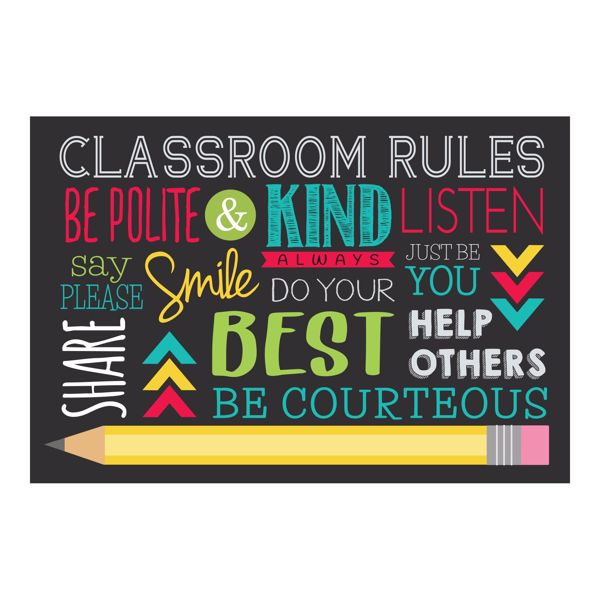 Personalized Planet 27x18 Classroom Rules Personalized Doormat on Durable Indoor Outdoor 1/4" Thick Low Profile Mat with Non Slip Rubber Backing