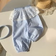 thumbnail image 5 of Asxite Toddler Girls Plaid Lace Detail Loose Breathable Casual Pants Elastic Waist Summer 5-15 Y, 5 of 7